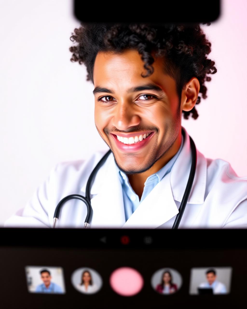 Médico em consulta por telemedicina